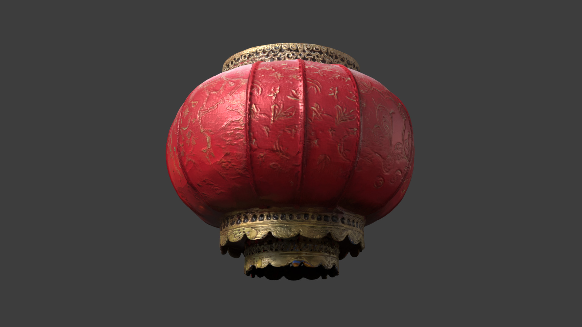 Chinese red lantern Low-poly 3D model_3
