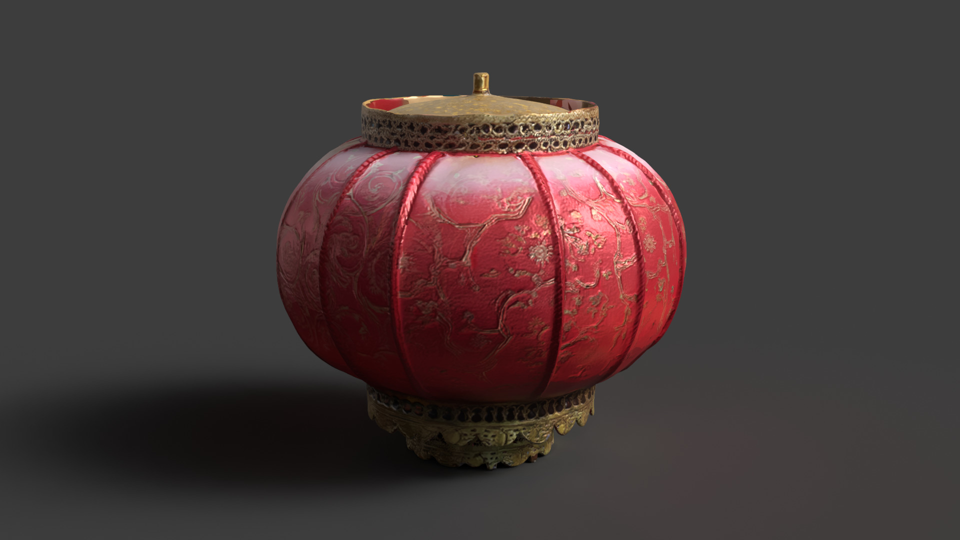 Chinese red lantern Low-poly 3D model_5
