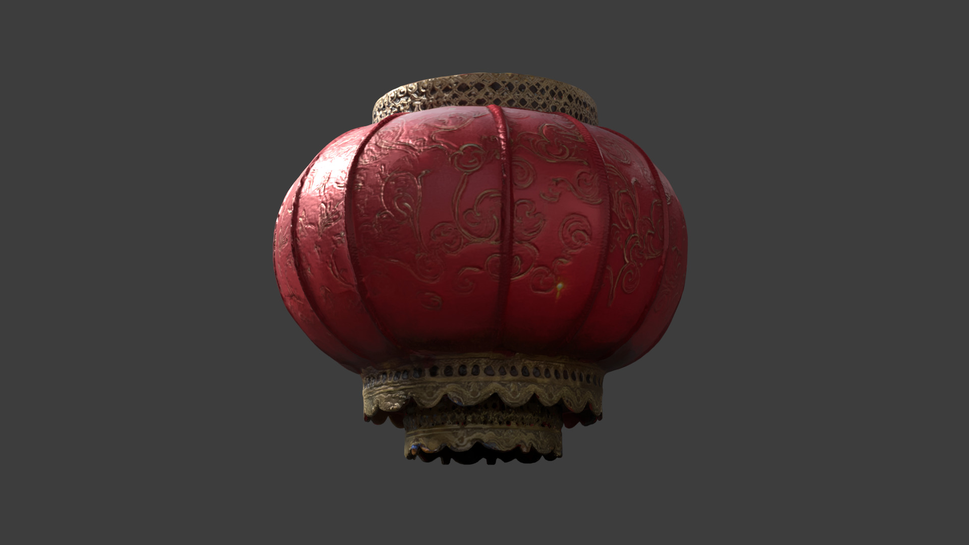 Chinese red lantern Low-poly 3D model_4