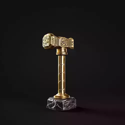 Golden Hammer Trophy on Marble Base