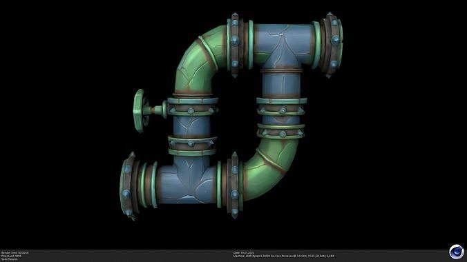 Stylized Steampunk Pipe Low-poly 3D model