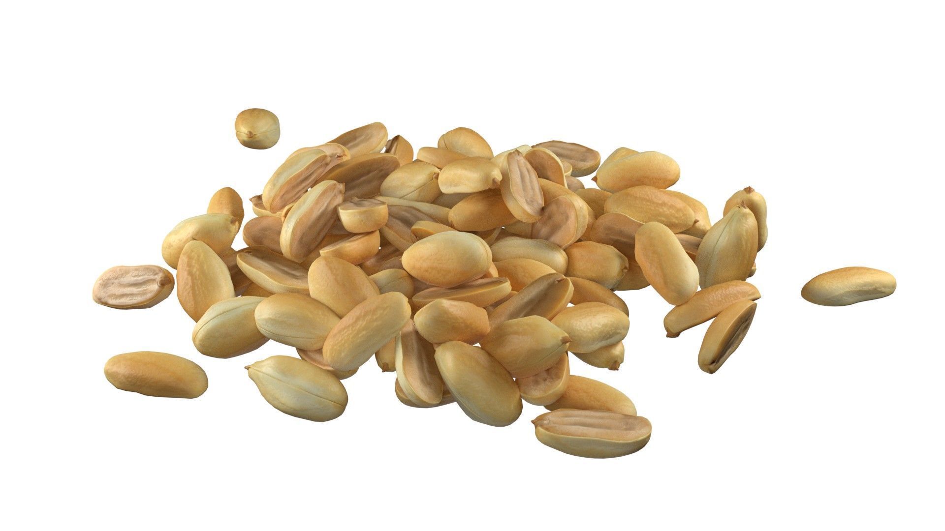 Peanut kernel half and full pile    Low-poly 3D model_1