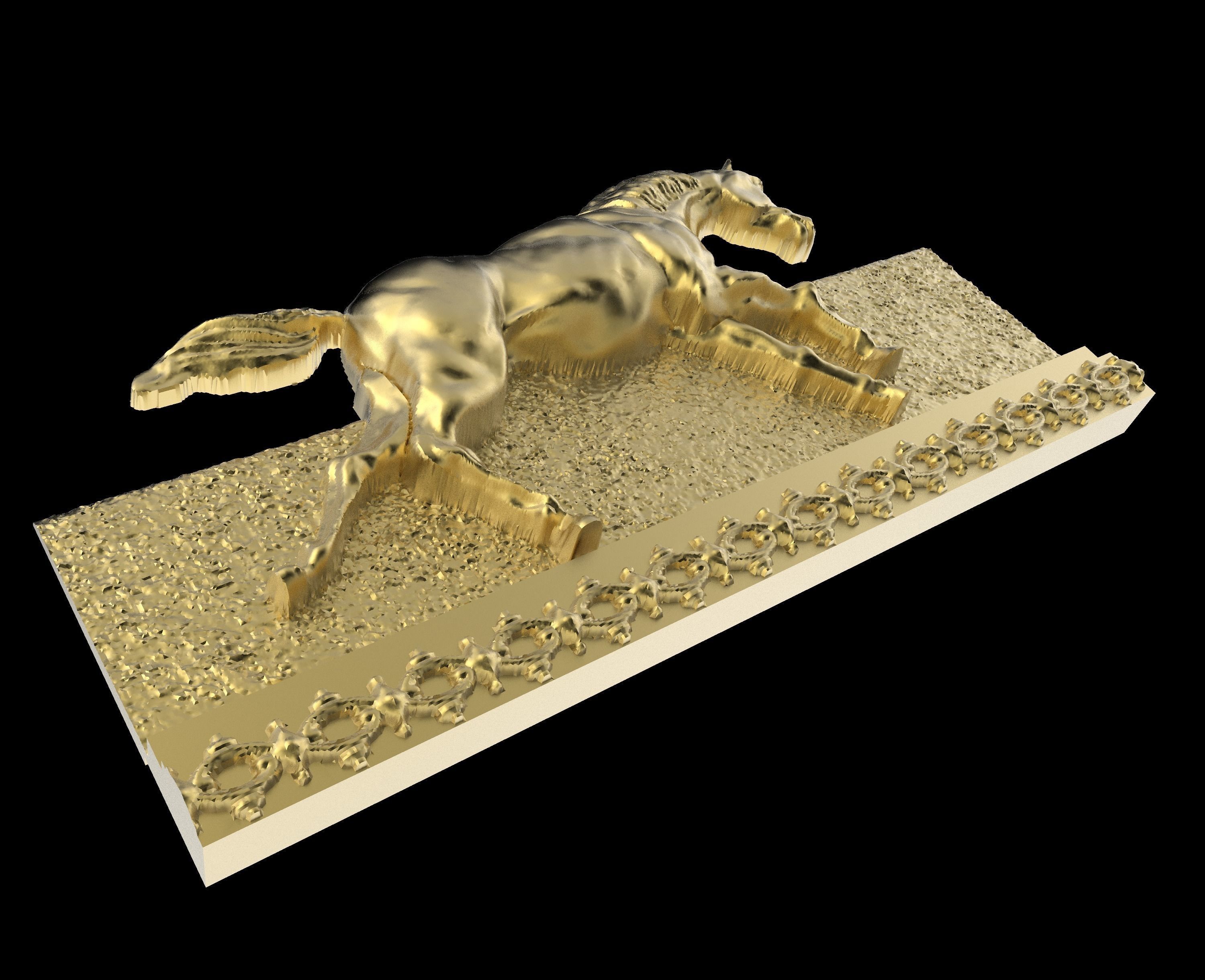 Galloping Horse in reliefs 3D print model_2