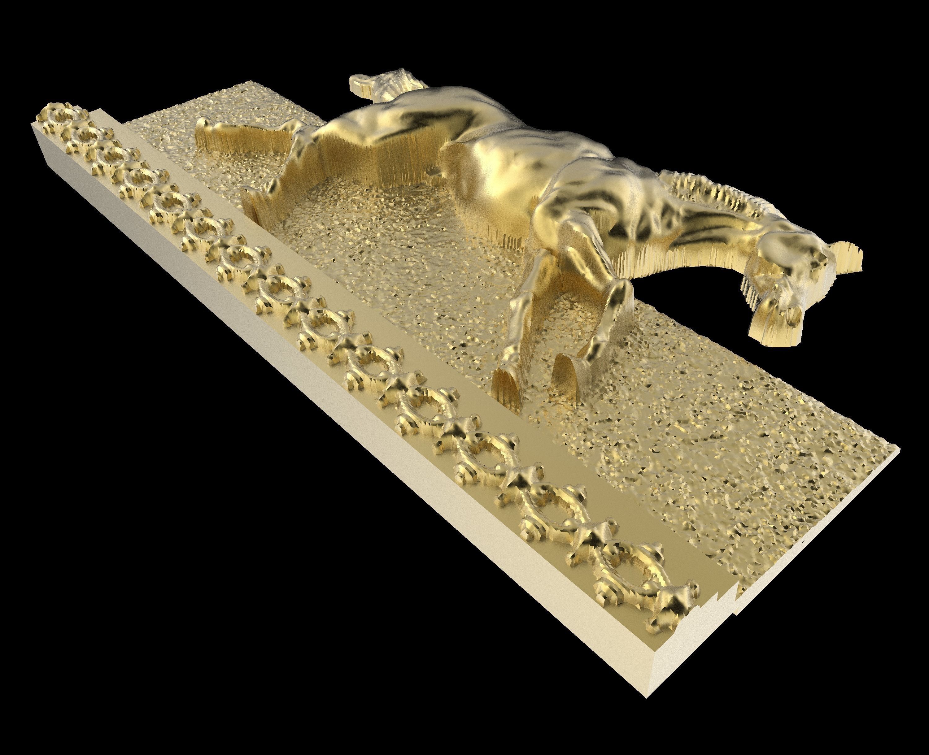 Galloping Horse in reliefs 3D print model_3