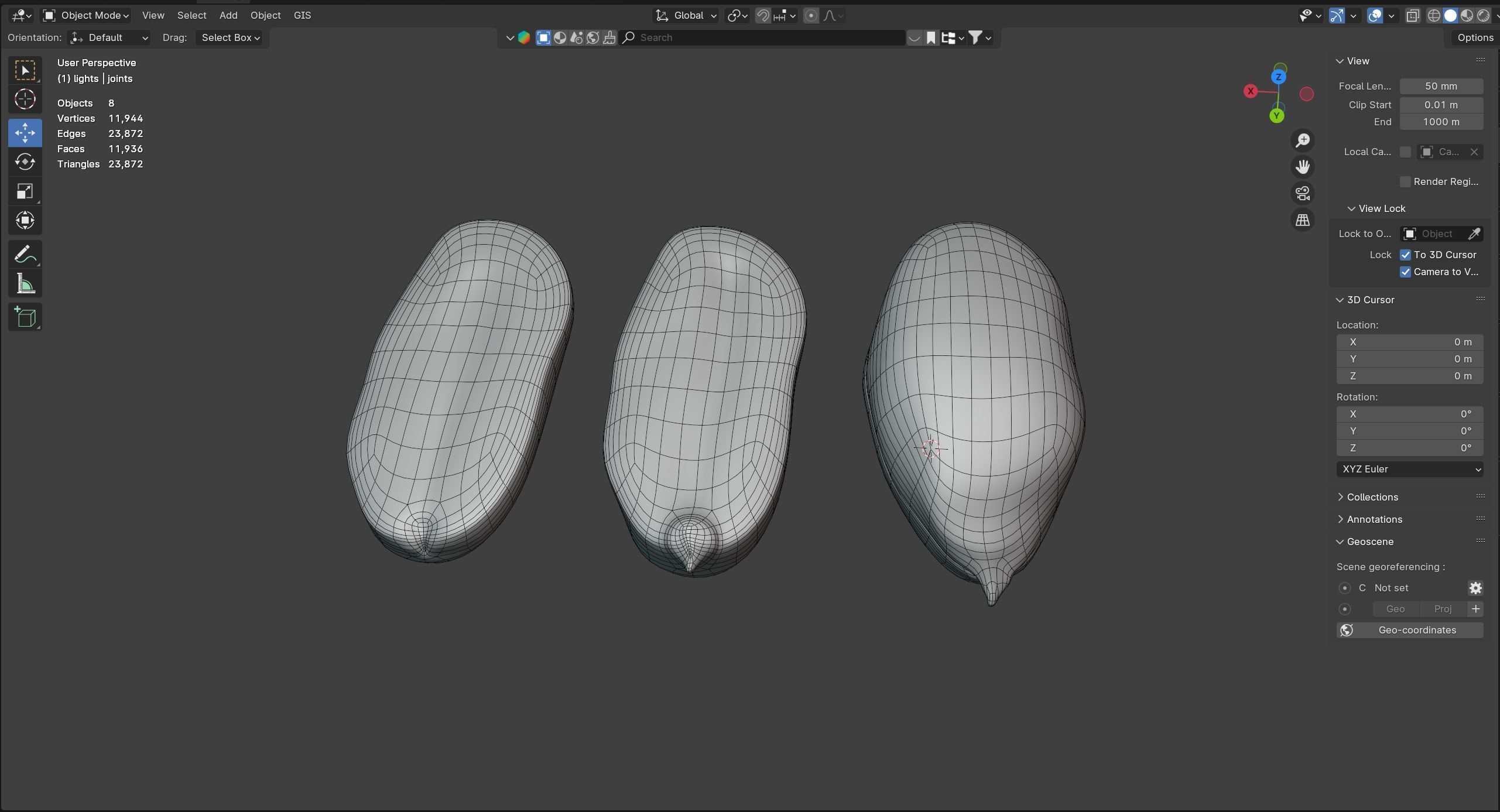 Peanut kernel white  Low-poly 3D model_7