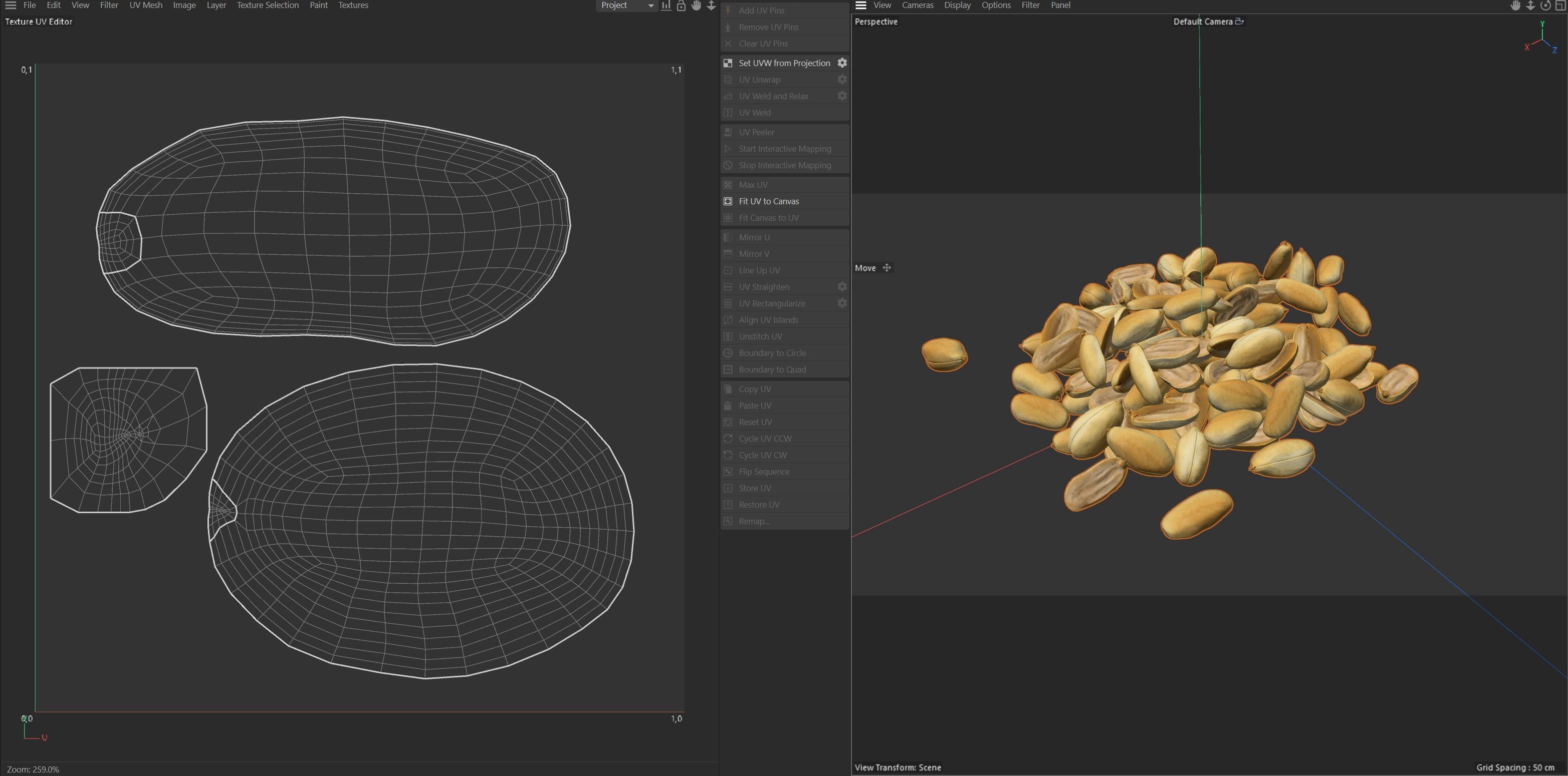 Peanut kernel white half pile Low-poly 3D model_6