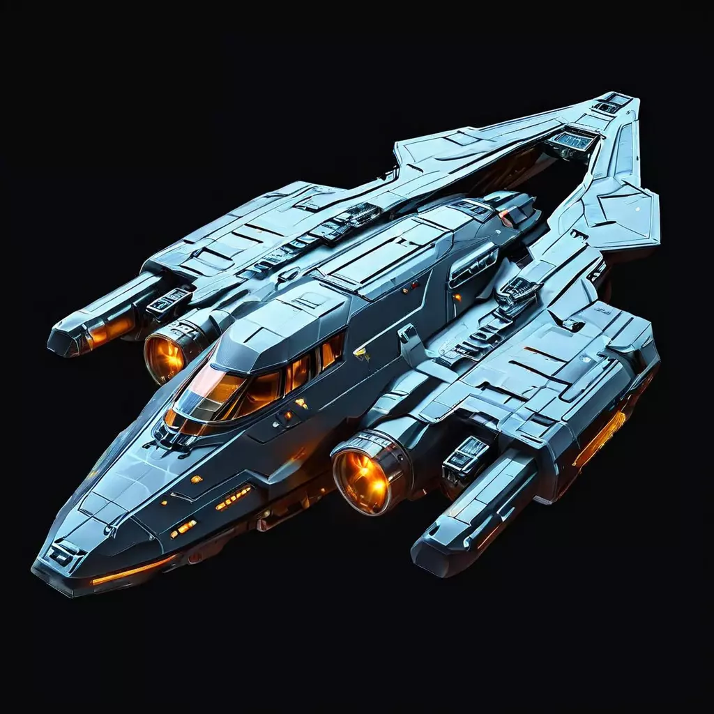 Scifi Gunship Futuristic Spacecraft Model Low-poly 3D model_0