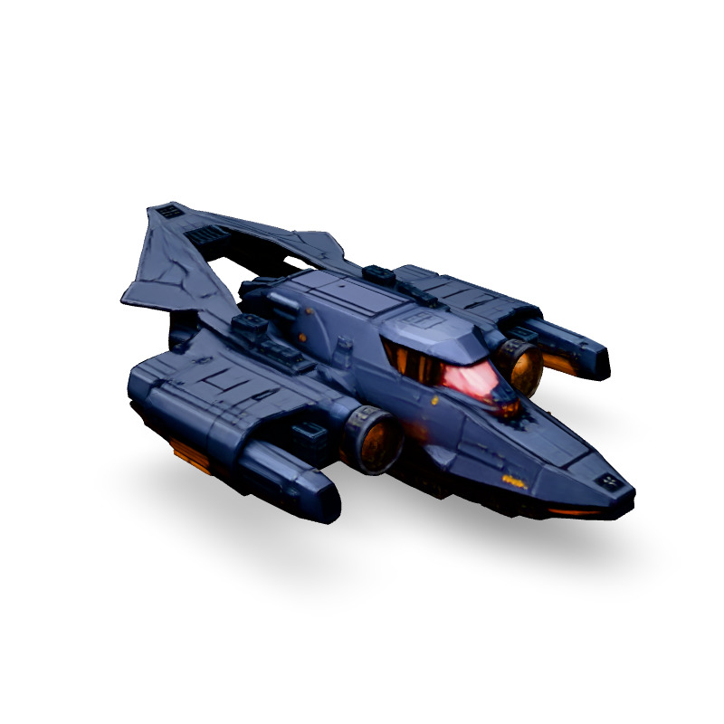 Scifi Gunship Futuristic Spacecraft Model Low-poly 3D model_2