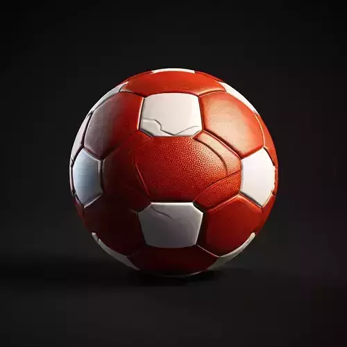 Realistic Red and White Soccer Ball