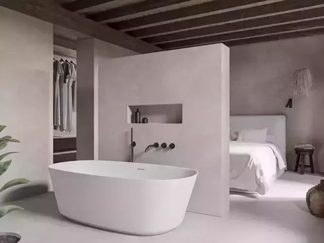 Bedroom and bathroom