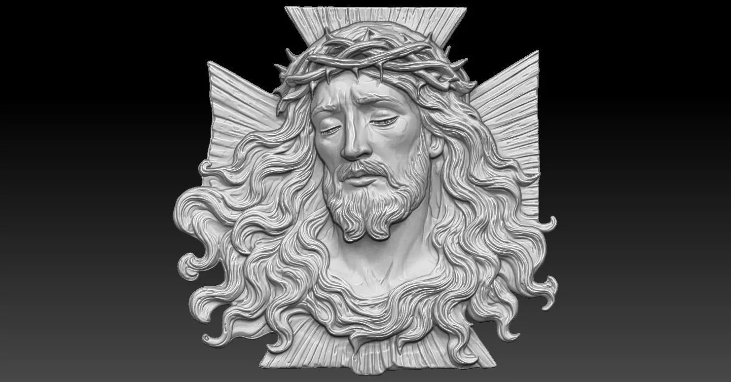 6 Jesus and cross CNC Relief Model 3D print model_0