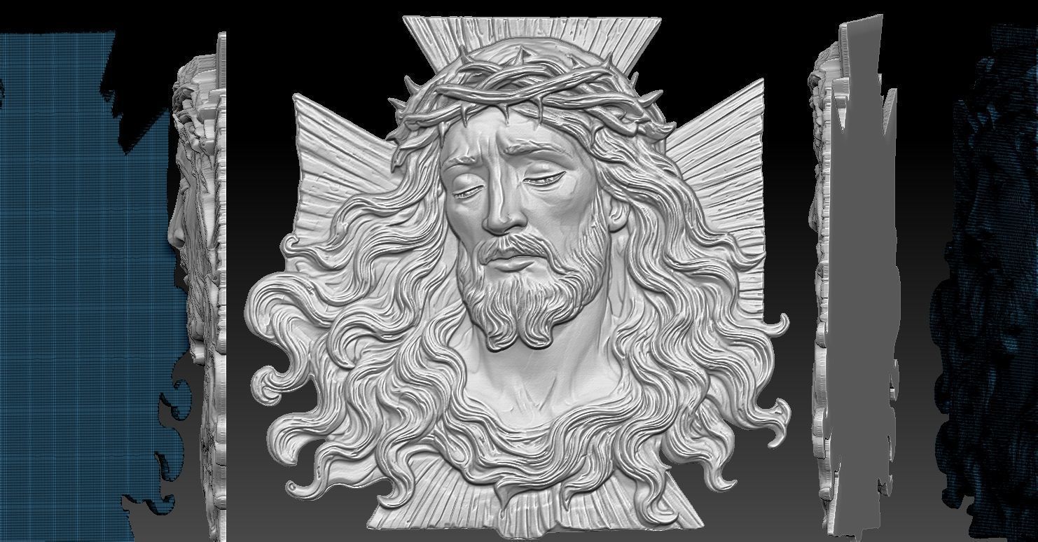 6 Jesus and cross CNC Relief Model 3D print model_5