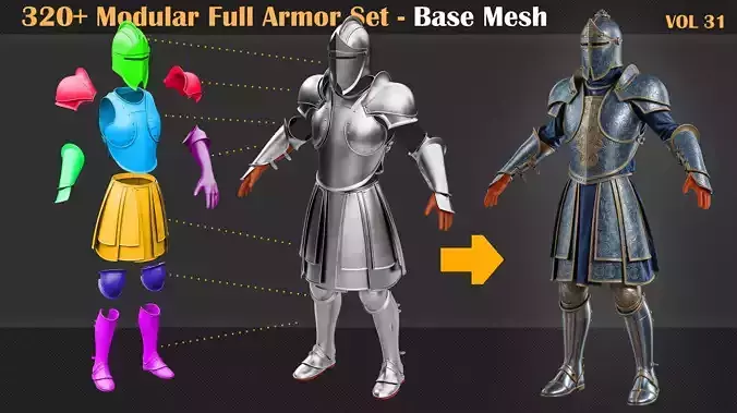 320 Modular Full Armor Set - Base Mesh - VOL 31   3D model