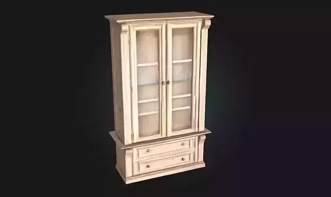 Vintage Display Cabinet  Classic Wooden Showcase with Glass 