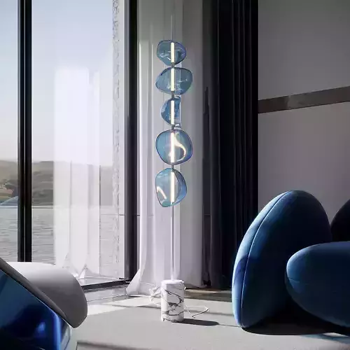 Modern Artistic Glass Floor Lamp with Marble Base 3D model