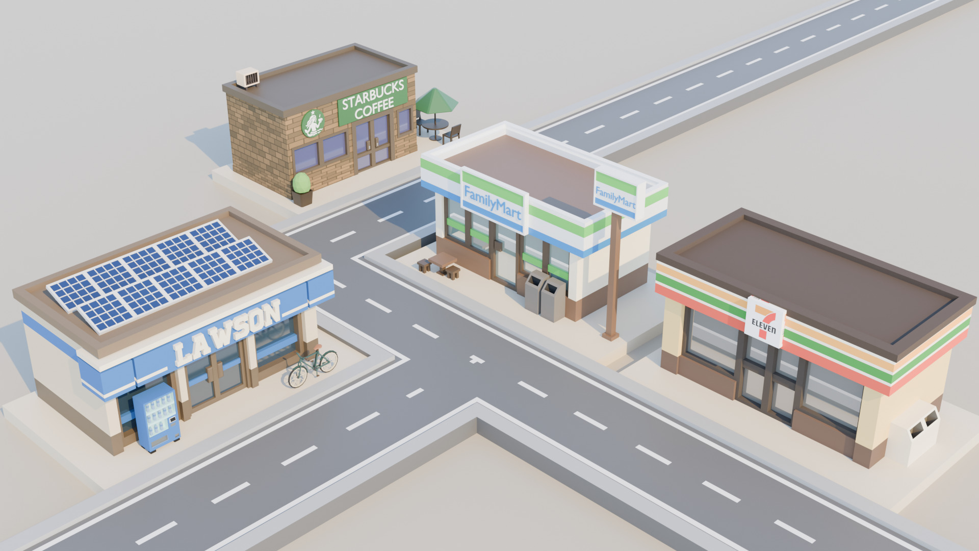 low poly Japanese Convenience Store  Pack Low-poly 3D model_1