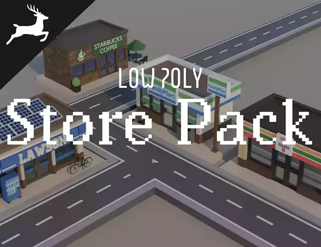 low poly Japanese Convenience Store  Pack Low-poly 3D model