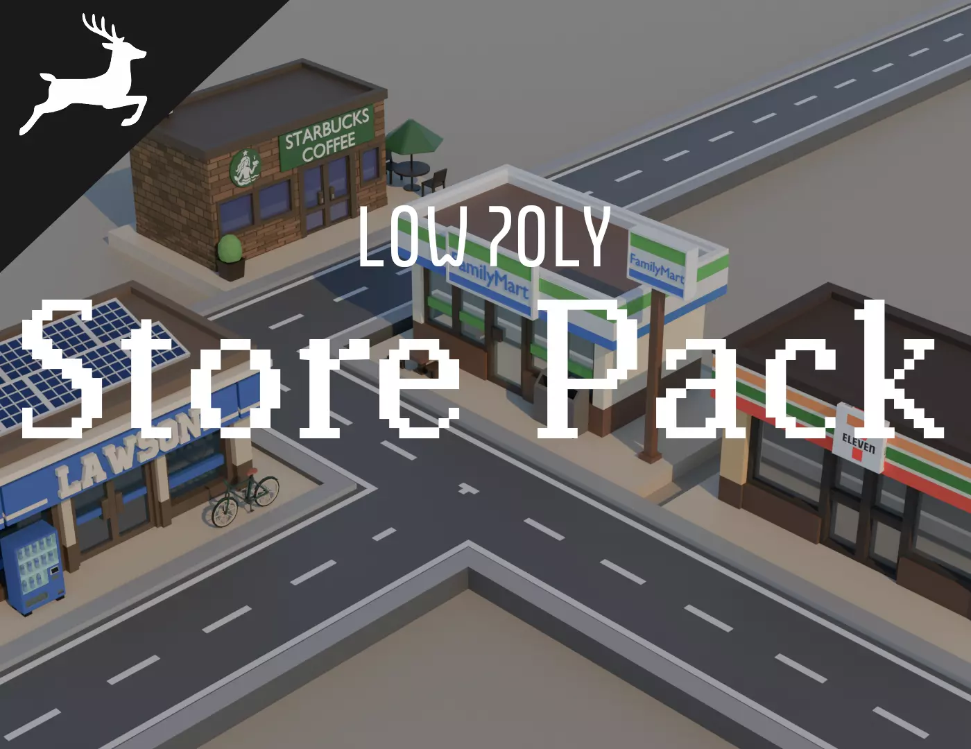 low poly Japanese Convenience Store  Pack Low-poly 3D model_0