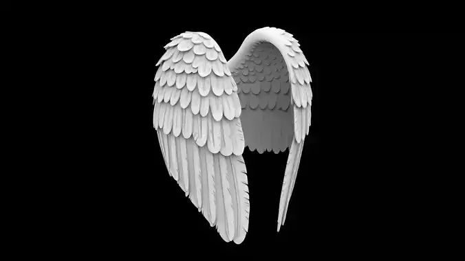 Angel Wings Folded Down 3D Model 