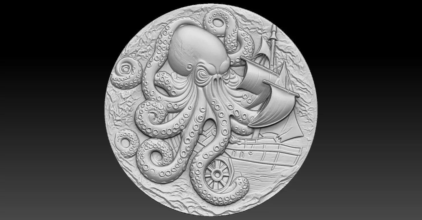 1 octopus CNC Relief Model 3D print model_0