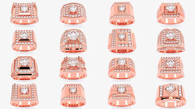 109 Mens Ring 3dm stl renders details  3D Model Collection