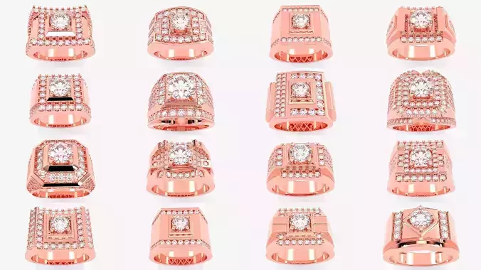 109 Mens Ring 3dm stl renders details  3D Model Collection