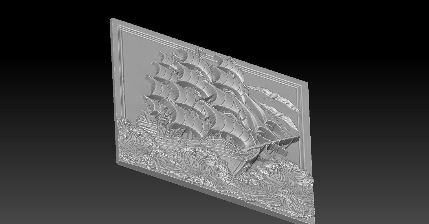 1 Sail CNC Relief Model 3D print model_2