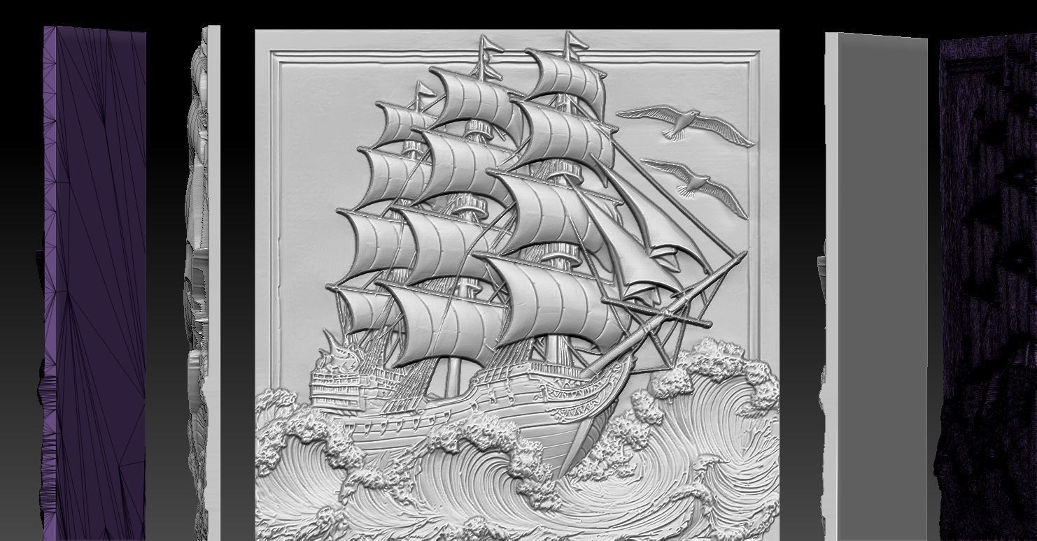 1 Sail CNC Relief Model 3D print model_5