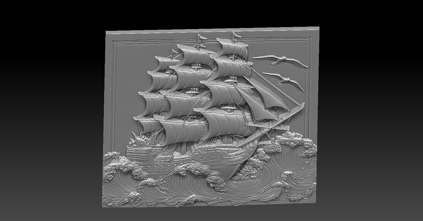 1 Sail CNC Relief Model 3D print model_4