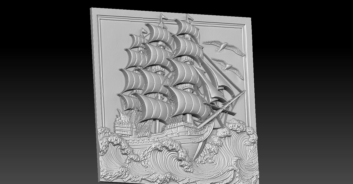 1 Sail CNC Relief Model 3D print model_1