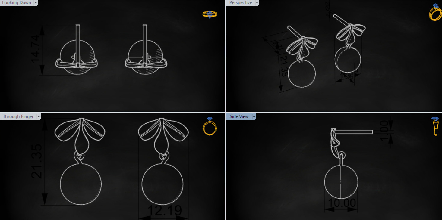 pearl gold earring pe0040 3D print model_24