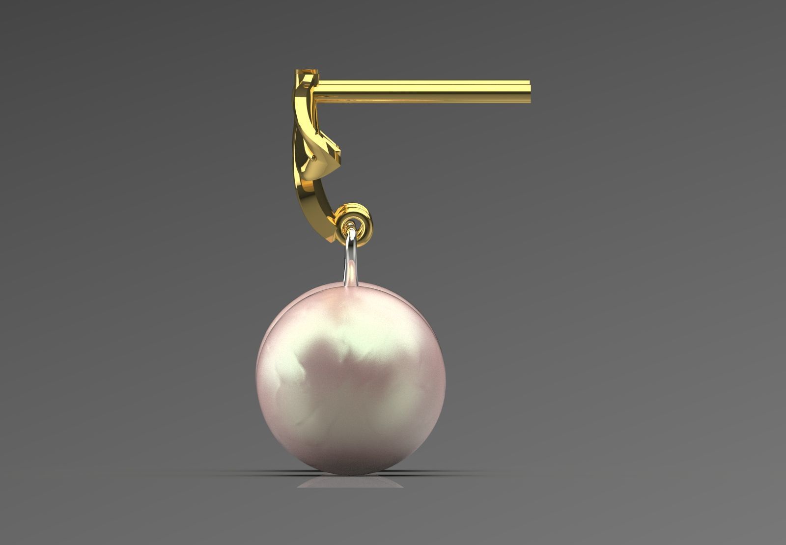 pearl gold earring pe0040 3D print model_2