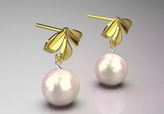 pearl gold earring pe0040 3D print model
