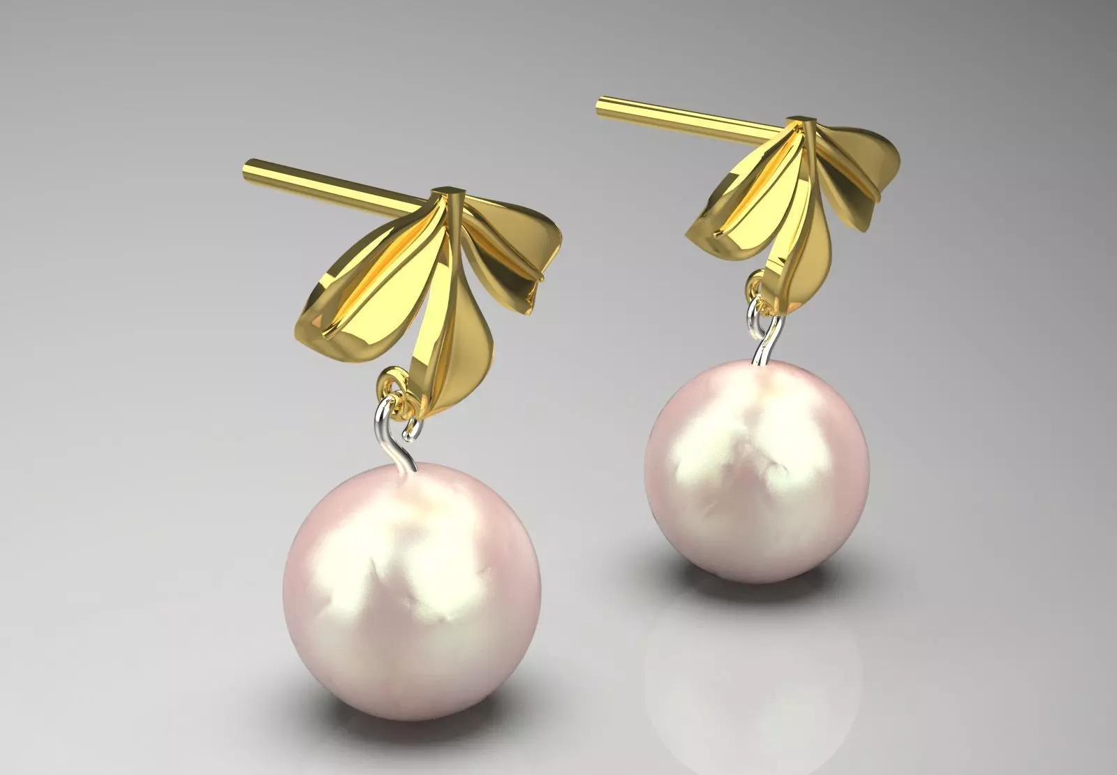 pearl gold earring pe0040 3D print model_0