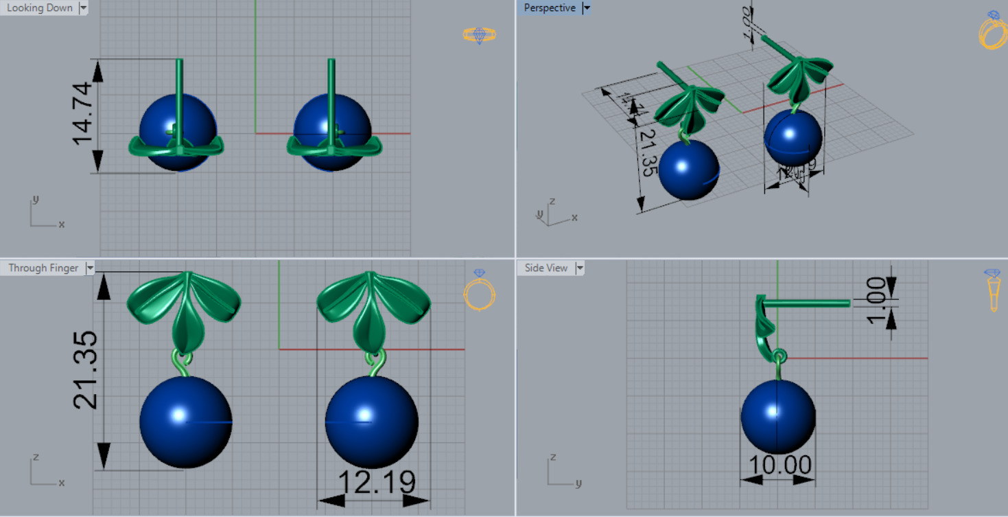 pearl gold earring pe0040 3D print model_7