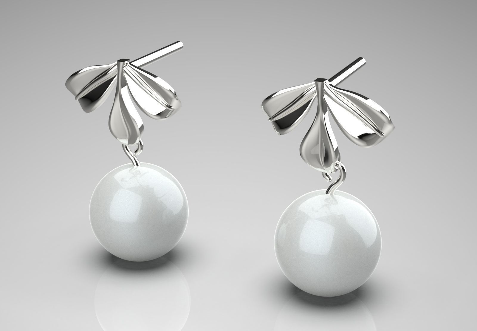 pearl gold earring pe0040 3D print model_12