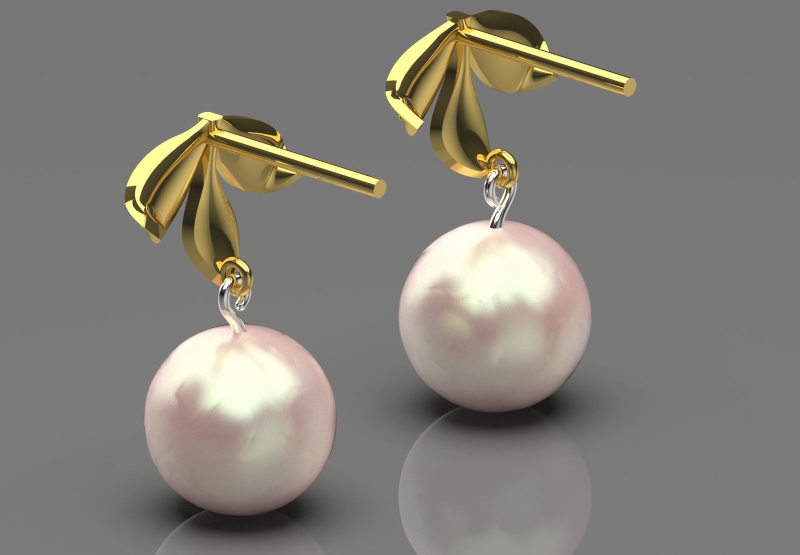 pearl gold earring pe0040 3D print model_3