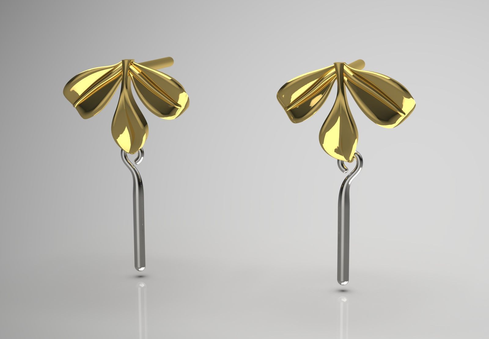 pearl gold earring pe0040 3D print model_17