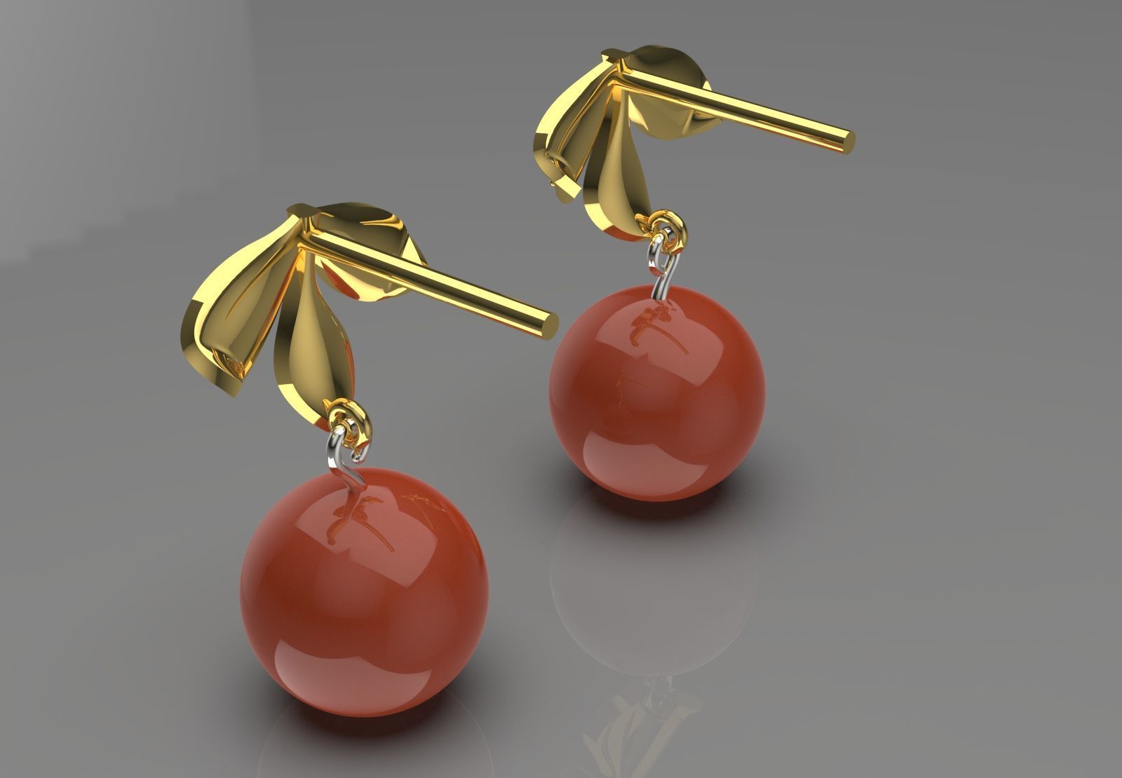pearl gold earring pe0040 3D print model_16
