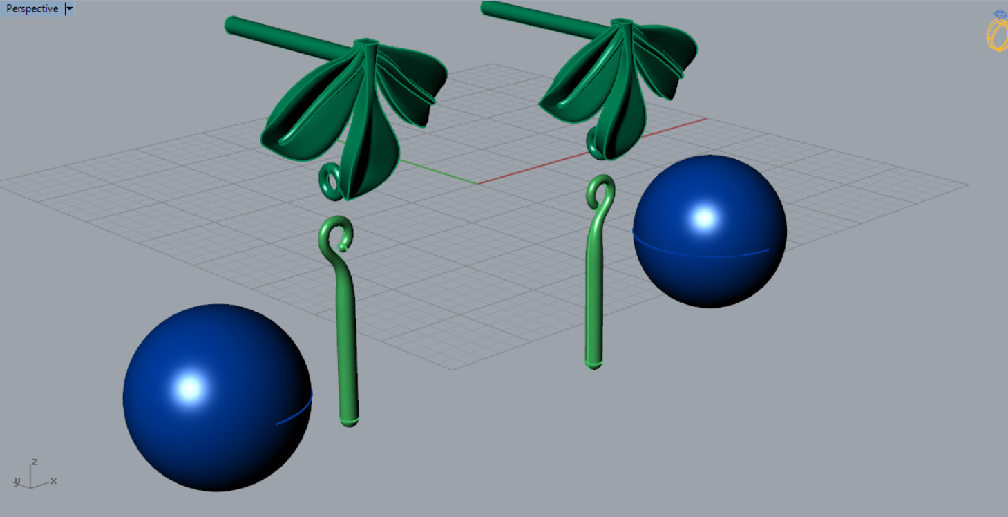 pearl gold earring pe0040 3D print model_4