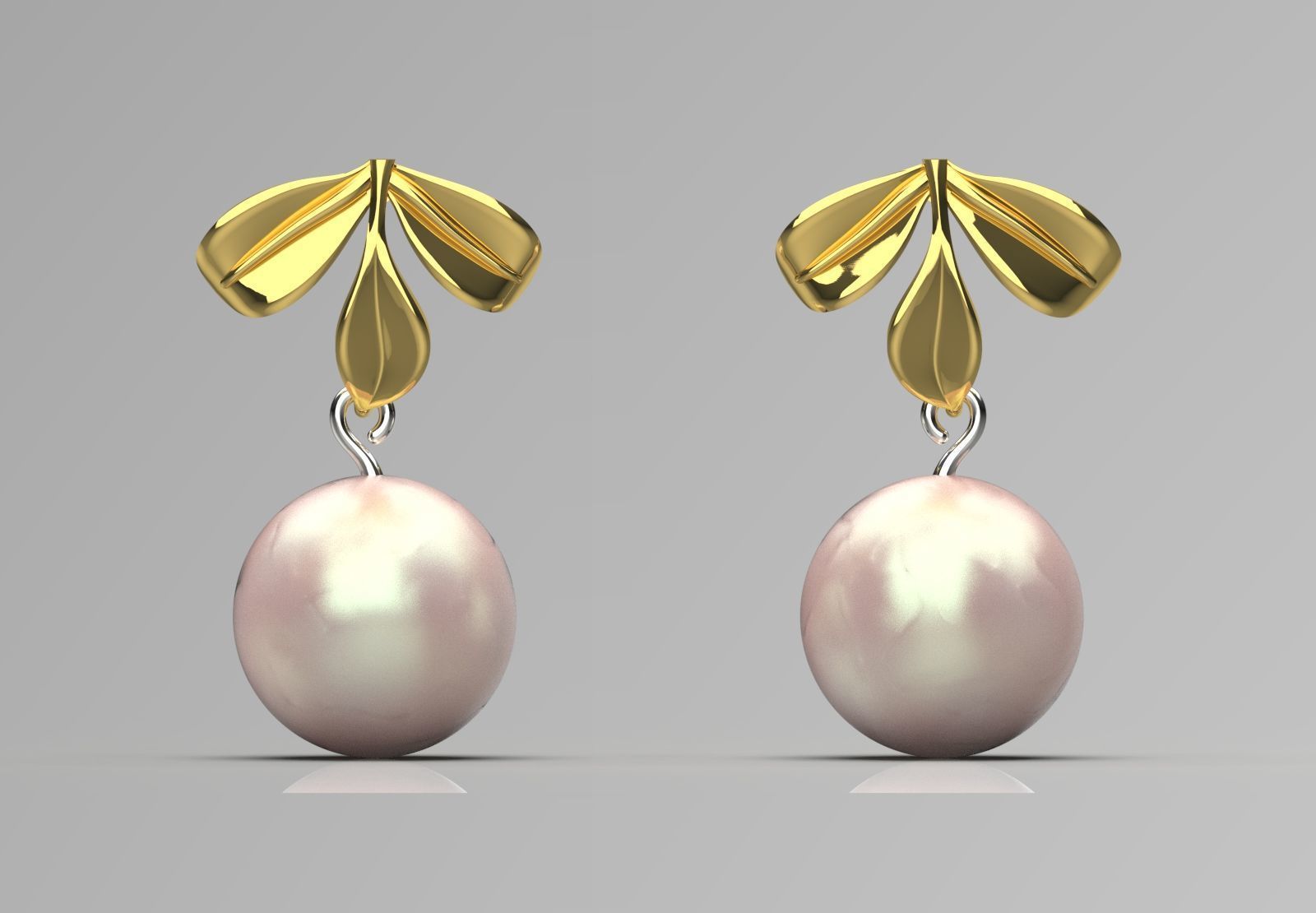 pearl gold earring pe0040 3D print model_1