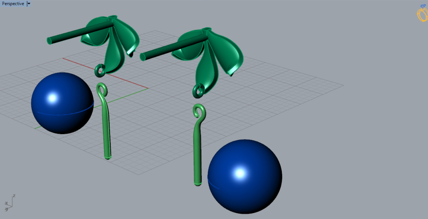 pearl gold earring pe0040 3D print model_6