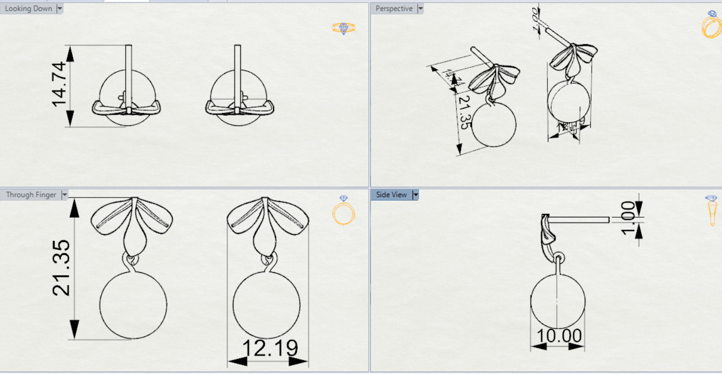 pearl gold earring pe0040 3D print model_19