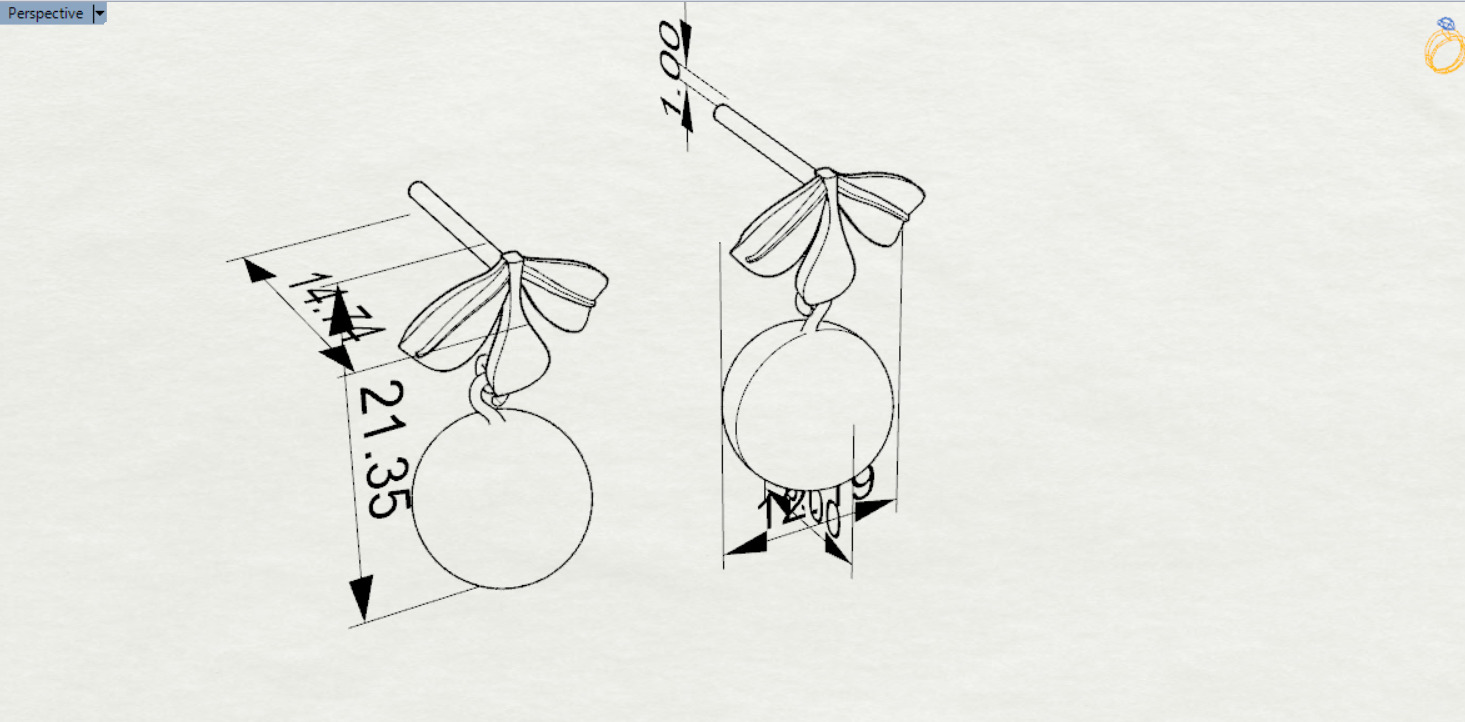 pearl gold earring pe0040 3D print model_20