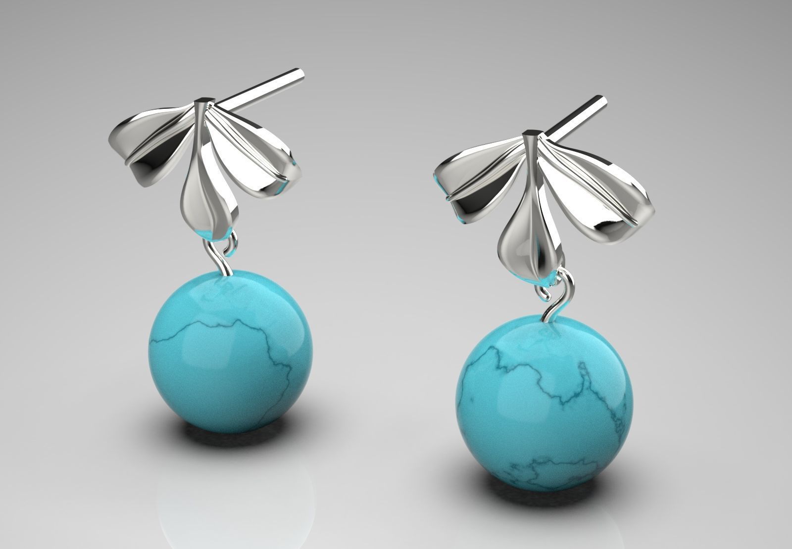 pearl gold earring pe0040 3D print model_13