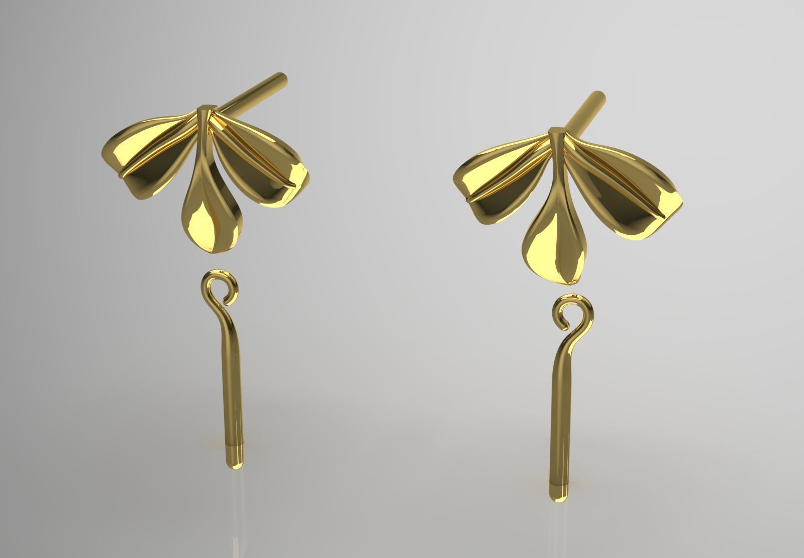 pearl gold earring pe0040 3D print model_18