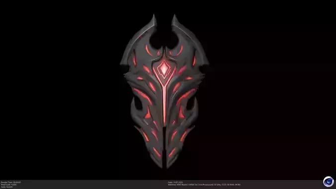 Stylized Dark Fantasy Demonic Shield 3D Model - AI Low-poly 3D model