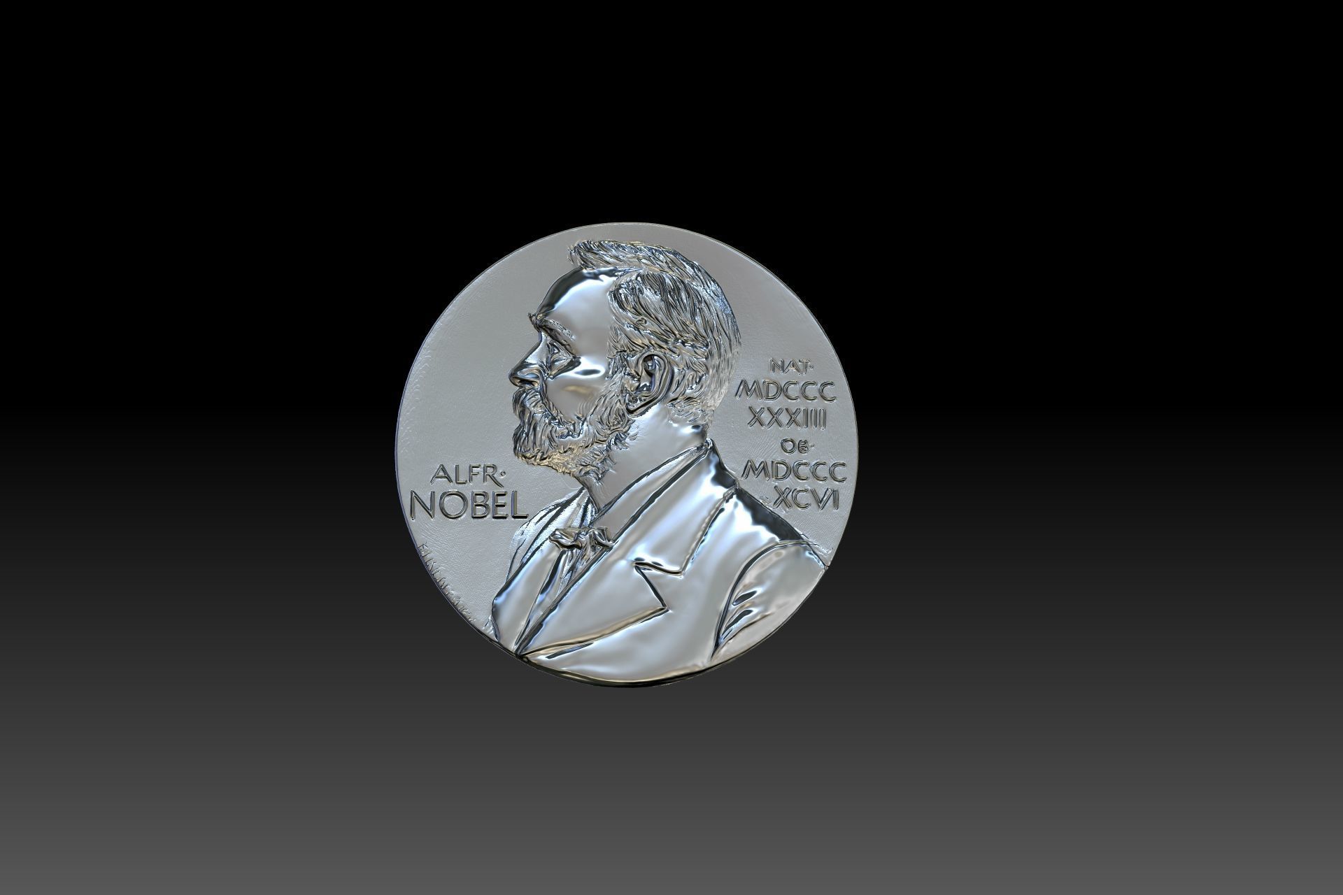The Nobel Prize medal  STL model for 3D printing and cnc curving 3D print model_3