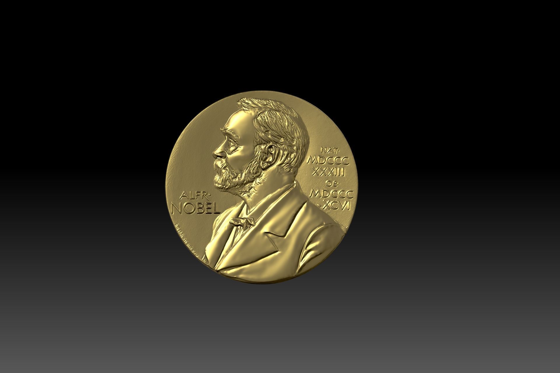 The Nobel Prize medal  STL model for 3D printing and cnc curving 3D print model_5