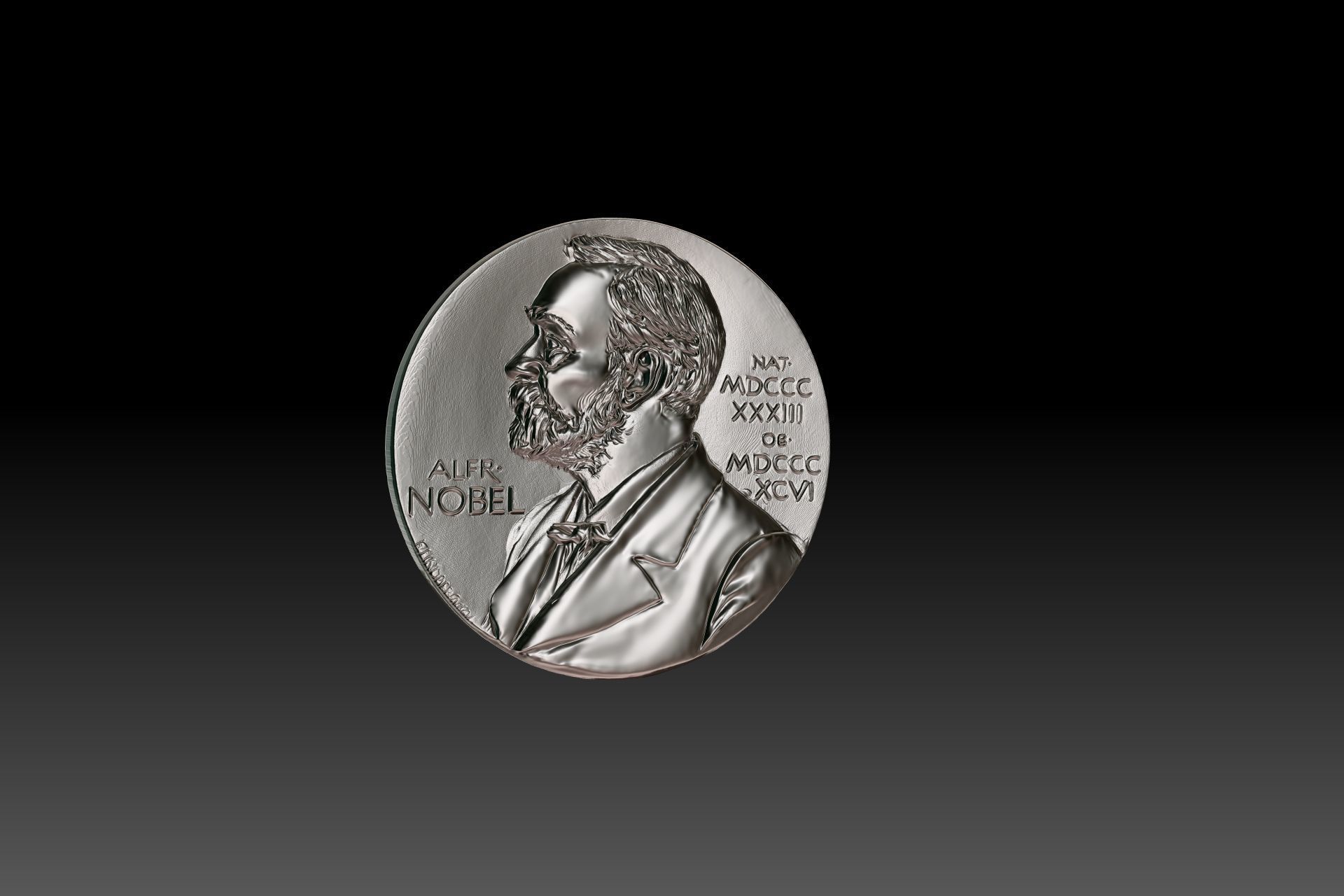 The Nobel Prize medal  STL model for 3D printing and cnc curving 3D print model_6